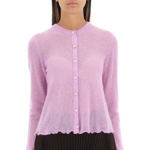 ISO tory burch sheer fine-knit crew neck cardigan